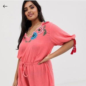 ASOS Design Curve Romper with Embroidery Detail- US 18